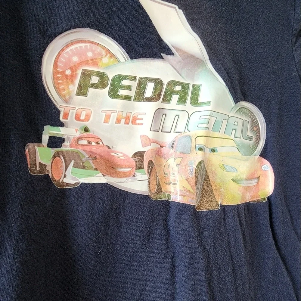 Disney Pixar Cars Lightning McQueen Pedal To The Metal Navy Blue T-Shirt 2-4T‎